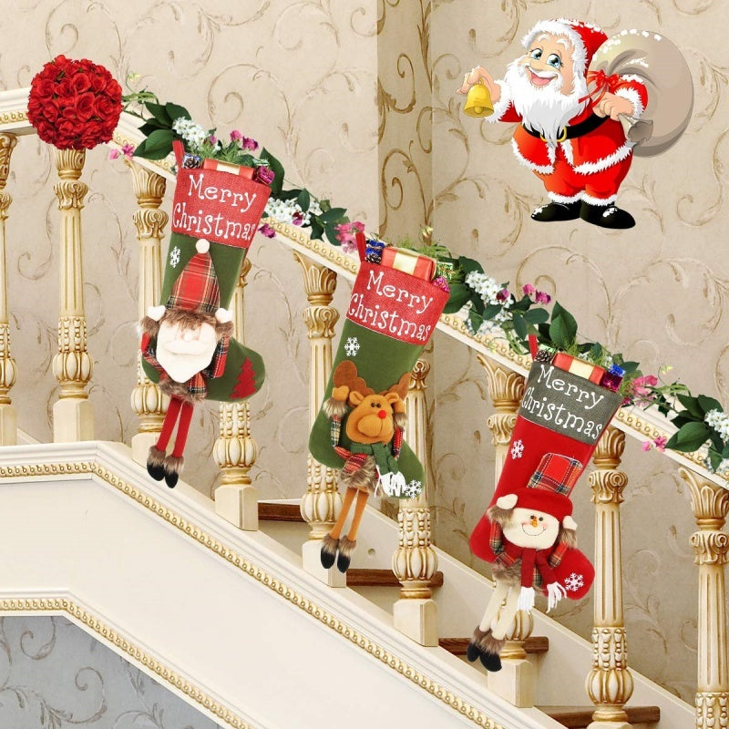 2024 New Year Xmas Big Stockings Set Decorations Christmas