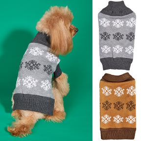 Snowflake Brown Gray Autumn And Winter New Dog Christmas Sweater