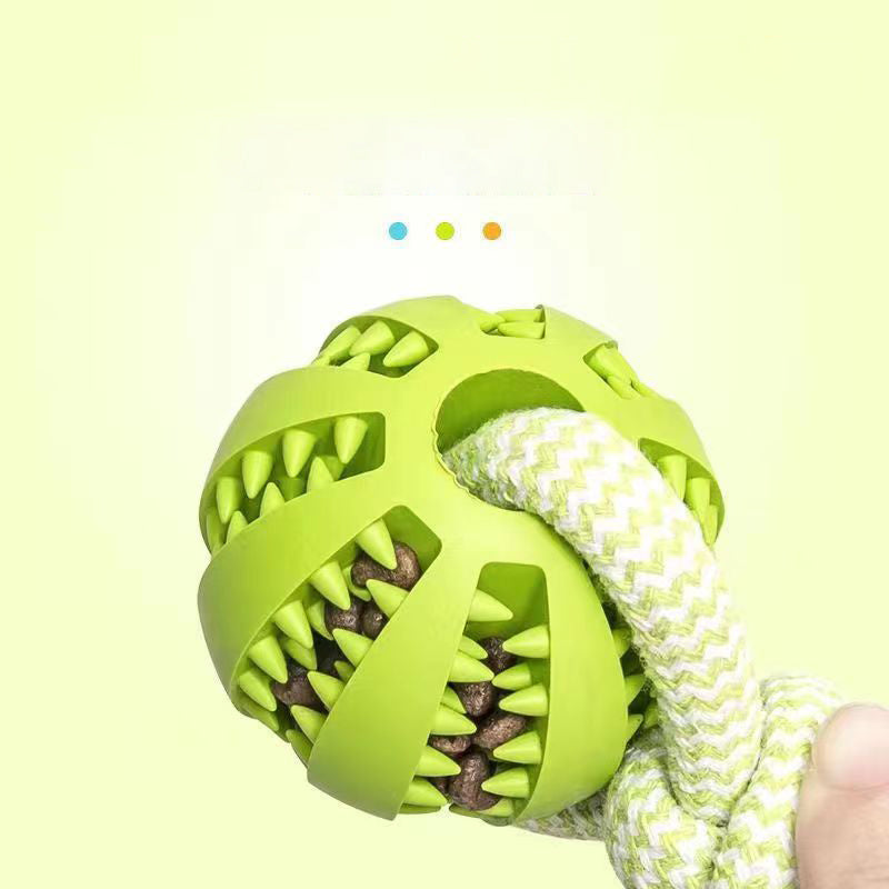 Dog Toys Treat Balls Interactive Hemp Rope Rubber Leaking Balls For Small Dogs