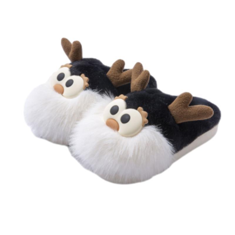 Cute Cartoon Christmas Deer Cotton Shoes Winter Indoor Floor Home Slippers