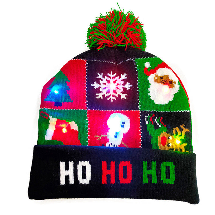 LED Christmas Hat Sweater Knitted Beanie Christmas Light Up Knitted Hat Christmas Gift kids