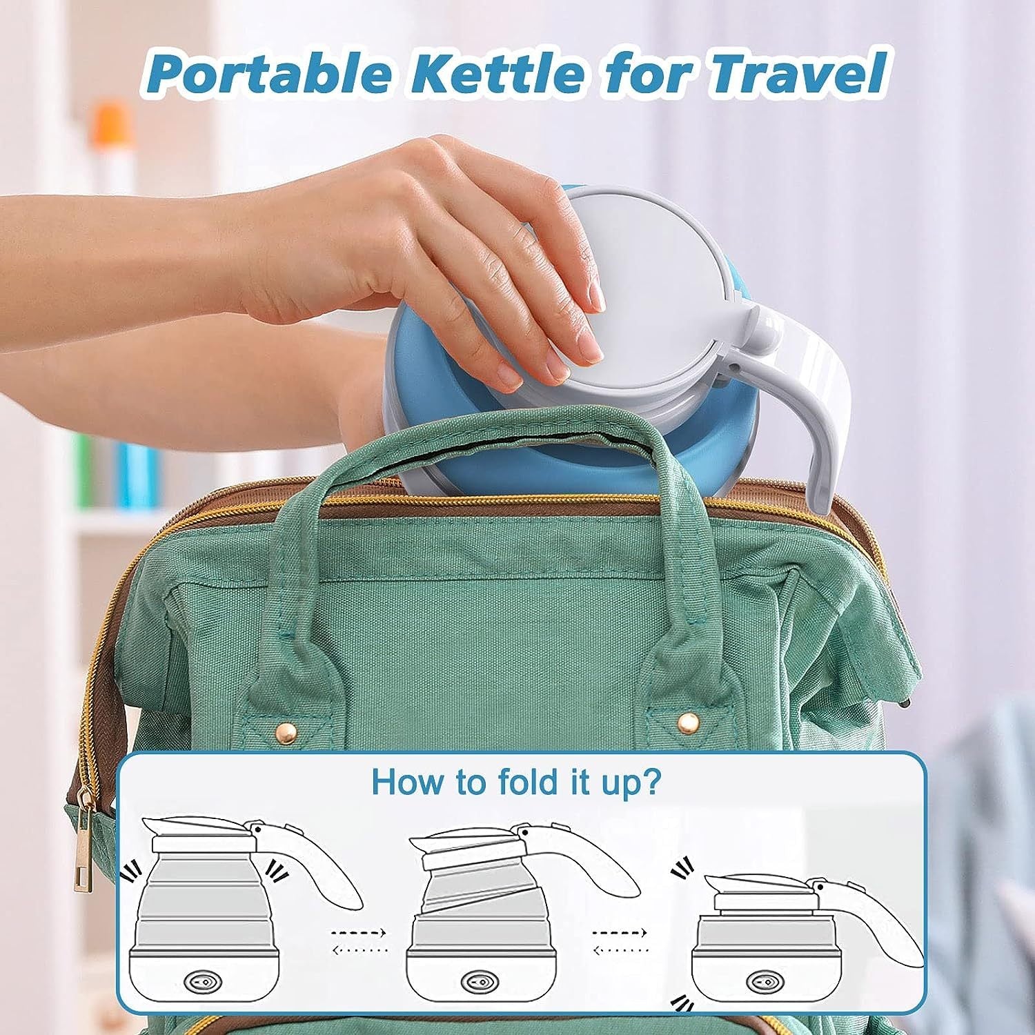 Foldable Electric Kettle, Camping Kettle, Mini Travel Kettle, Silicone Electric Water kettle