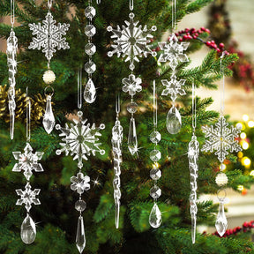 10pcs Christmas Tree Hanging Pendants Acrylic Ice Strip Snow