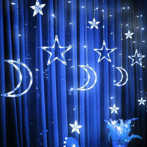 Christmas Twinkling Moon Star String Lamp Curtain Fairy Light Party Home Decor