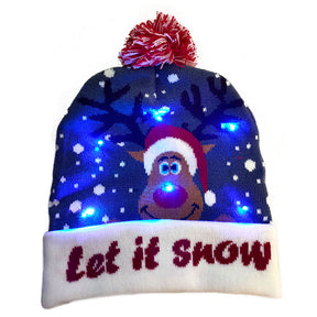 LED Christmas Hat Sweater Knitted Beanie Christmas Light Up Knitted Hat Christmas Gift kids