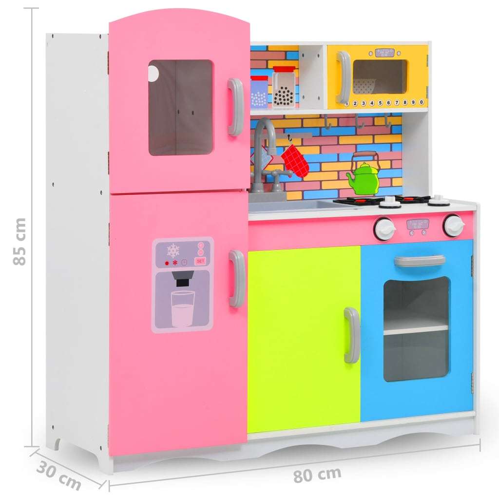 vidaXL Kids' Play Kitchen MDF 80x30x85 cm Multicolour