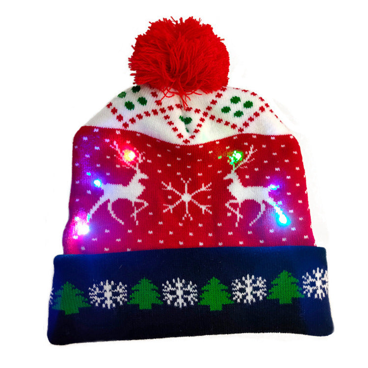 LED Christmas Hat Sweater Knitted Beanie Christmas Light Up Knitted Hat Christmas Gift kids