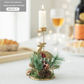 Christmas Candlestick Golden Wrought Iron Window Decoration