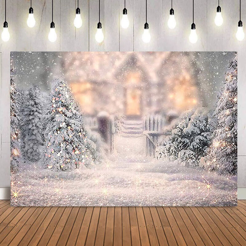 Christmas Tree Snow Scene Backdrop Photography Background Studio Home Photo Proph