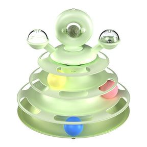 4 Levels Cat Toy Tower Turntable Roller Balls Toys Interactive Intelligence Pets Toys Training