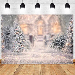 Christmas Tree Snow Scene Backdrop Photography Background Studio Home Photo Proph