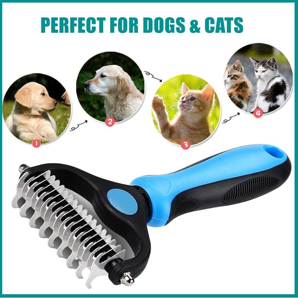 Deshedding Brush For Dog And Cat Pet Grooming Rake Dematting Comb Double Sided