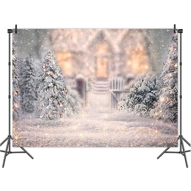 Christmas Tree Snow Scene Backdrop Photography Background Studio Home Photo Proph