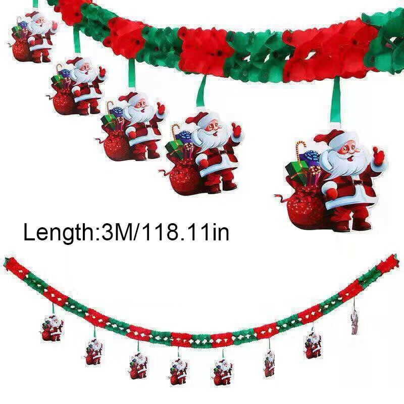 Merry Christmas Banner Bunting Garland Hanging Flag Xmas Indoor Party Home Decor