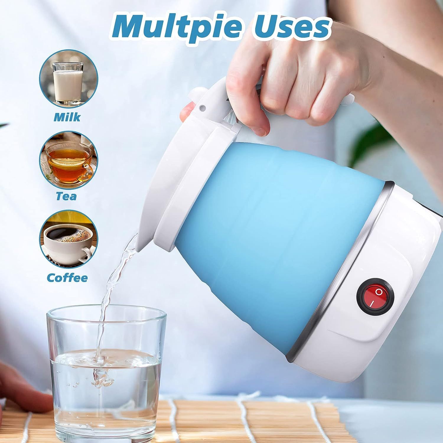 Foldable Electric Kettle, Camping Kettle, Mini Travel Kettle, Silicone Electric Water kettle