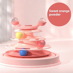 4 Levels Cat Toy Tower Turntable Roller Balls Toys Interactive Intelligence Pets Toys Training