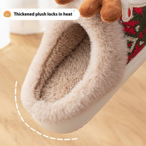 Cute Christmas Elk Plush Slippers Winter Ins Fashion Non-slip Floor Bedroom