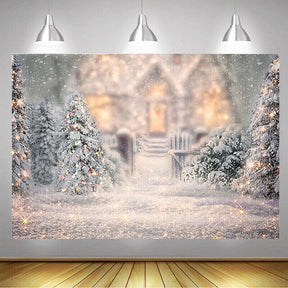 Christmas Tree Snow Scene Backdrop Photography Background Studio Home Photo Proph