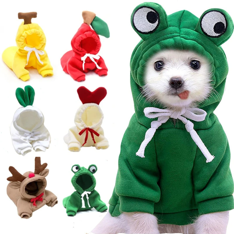 Cute Fruit Dog Clothes For Small Dogs Hoodies Winter Warm Fleece