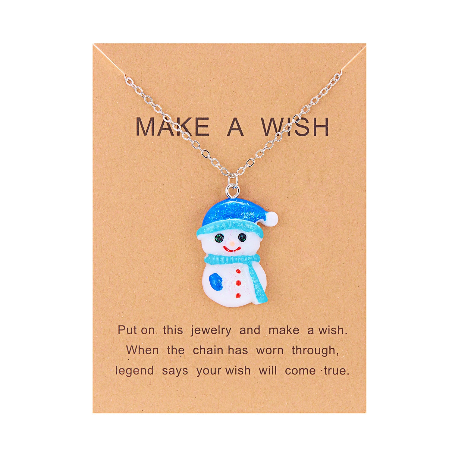 Cute Cartoon Resin Necklace Christmas Snowman Santa Claus Pendant Clavicle Chain Necklace For Women Jewelry