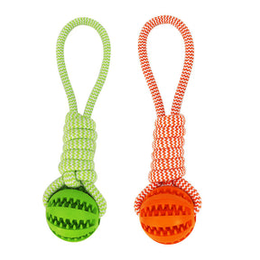 Dog Toys Treat Balls Interactive Hemp Rope Rubber Leaking Balls For Small Dogs