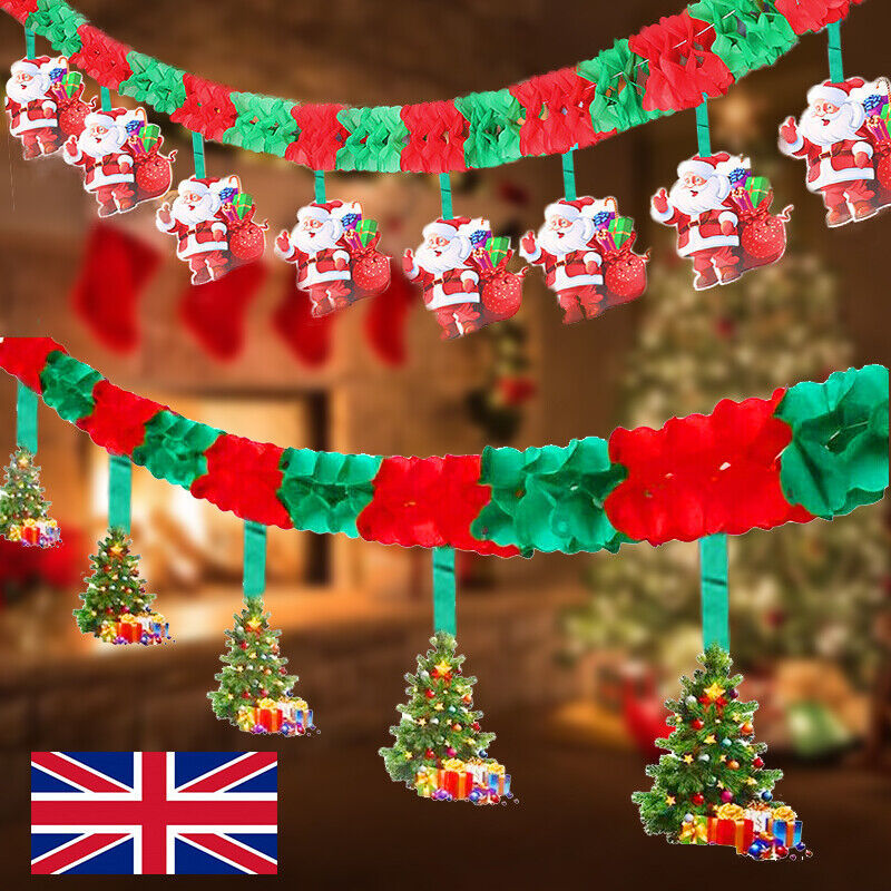 Merry Christmas Banner Bunting Garland Hanging Flag Xmas Indoor Party Home Decor