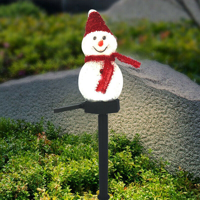 LED Solar Snowman Stake Light Outdoor Garden Pathway Lamp Christmas Decor Gift