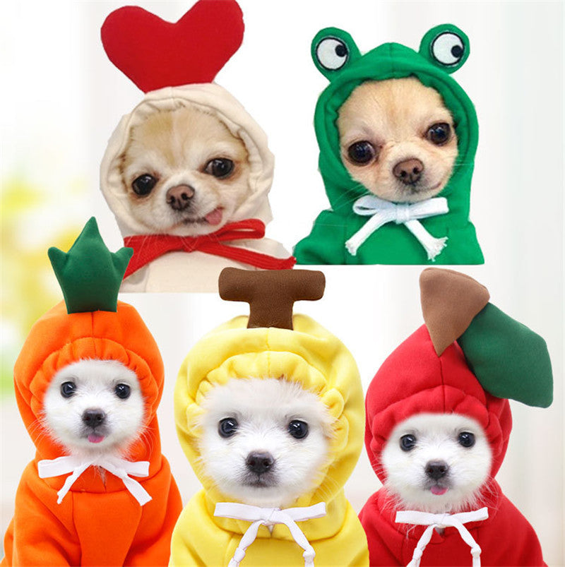 Cute Fruit Dog Clothes For Small Dogs Hoodies Winter Warm Fleece