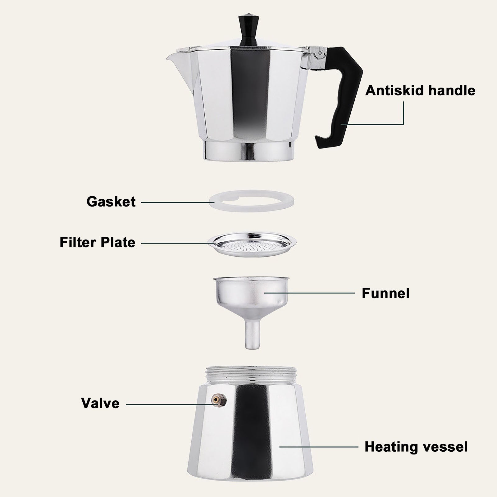 RAINBEAN Stovetop Espresso Maker 3 Cups Espresso, Italian Moka Pot Coffee Maker