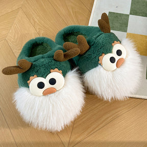 Cute Cartoon Christmas Deer Cotton Shoes Winter Indoor Floor Home Slippers