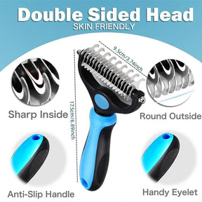 Deshedding Brush For Dog And Cat Pet Grooming Rake Dematting Comb Double Sided