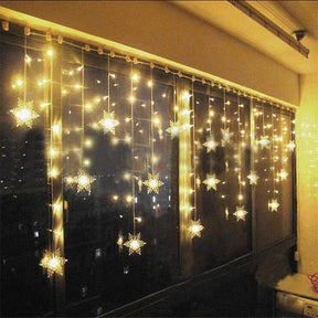 LED Snowflake Fairy Lights Curtain Window Christmas Party Wedding Decoration UK