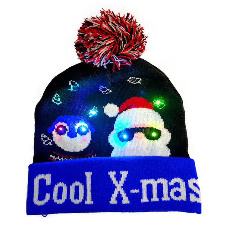 LED Christmas Hat Sweater Knitted Beanie Christmas Light Up Knitted Hat Christmas Gift kids