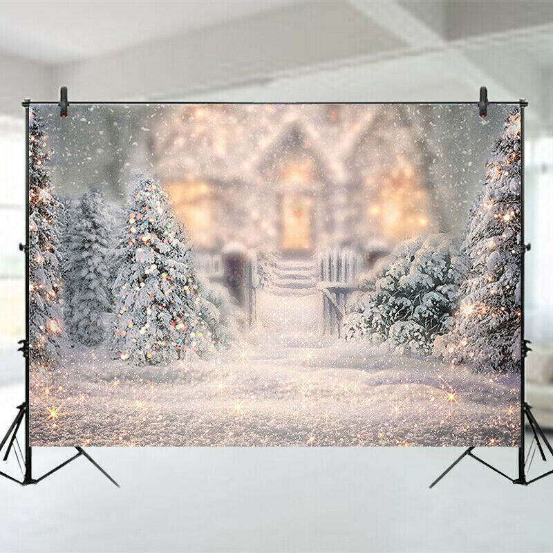 Christmas Tree Snow Scene Backdrop Photography Background Studio Home Photo Proph