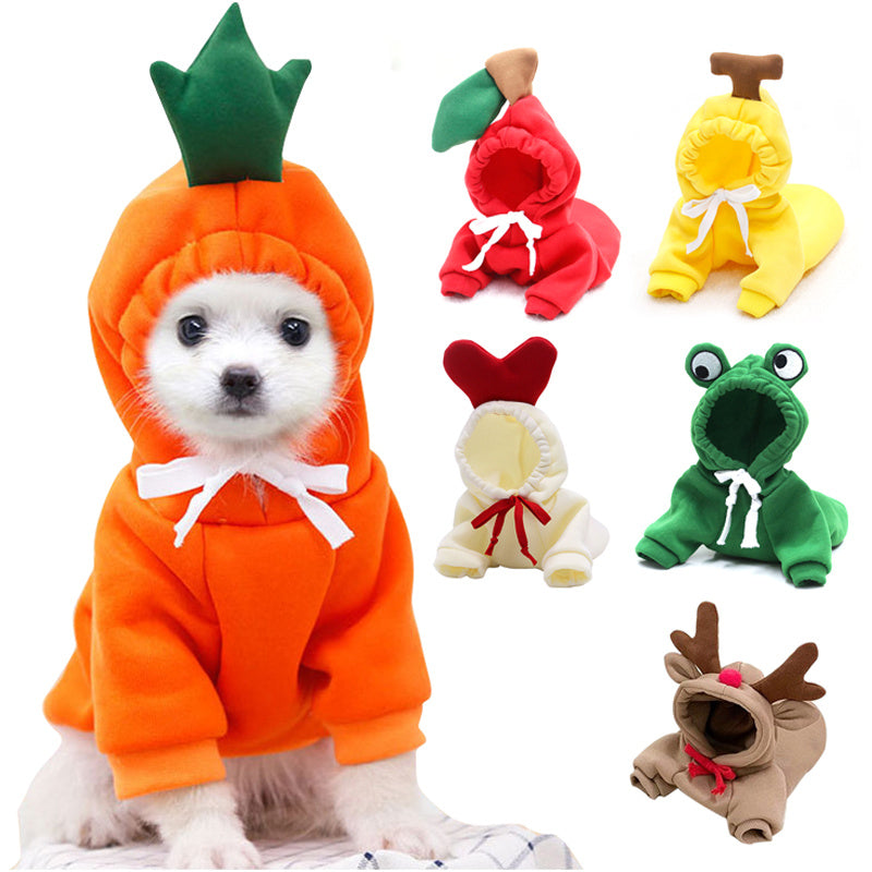 Cute Fruit Dog Clothes For Small Dogs Hoodies Winter Warm Fleece