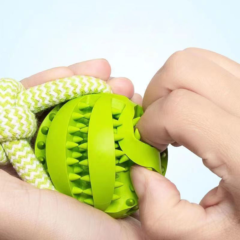 Dog Toys Treat Balls Interactive Hemp Rope Rubber Leaking Balls For Small Dogs