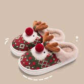 Cute Christmas Elk Plush Slippers Winter Ins Fashion Non-slip Floor Bedroom