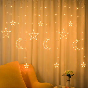 Christmas Twinkling Moon Star String Lamp Curtain Fairy Light Party Home Decor