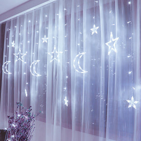 Christmas Twinkling Moon Star String Lamp Curtain Fairy Light Party Home Decor