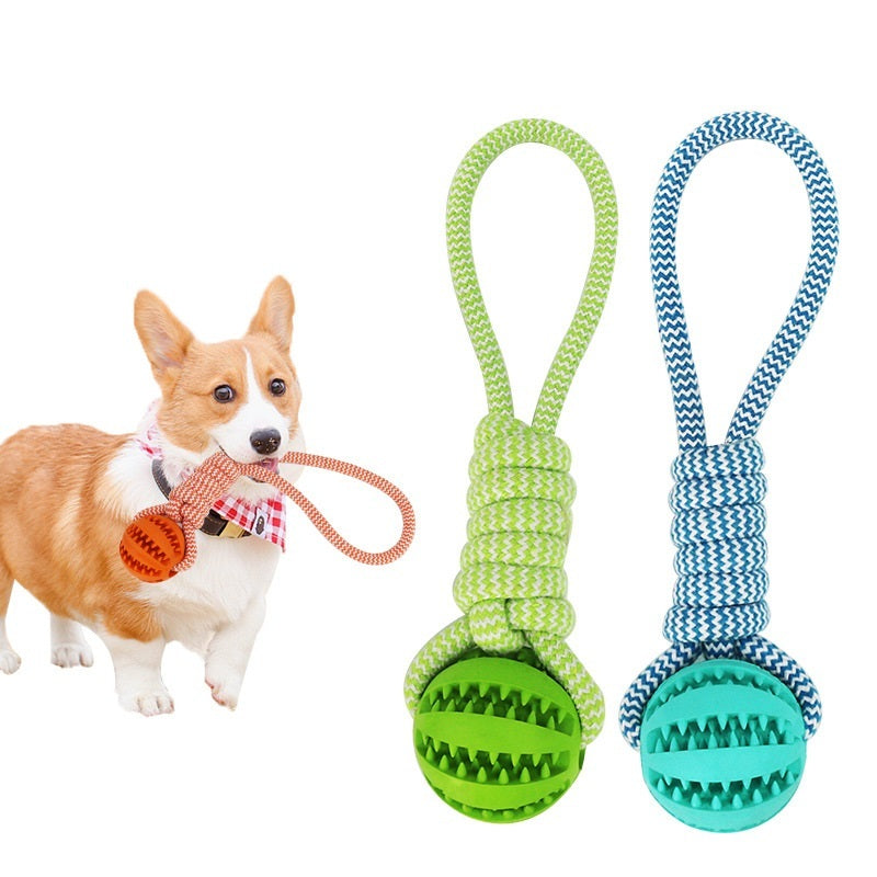 Dog Toys Treat Balls Interactive Hemp Rope Rubber Leaking Balls For Small Dogs