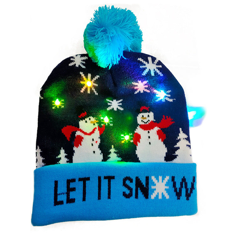 LED Christmas Hat Sweater Knitted Beanie Christmas Light Up Knitted Hat Christmas Gift kids