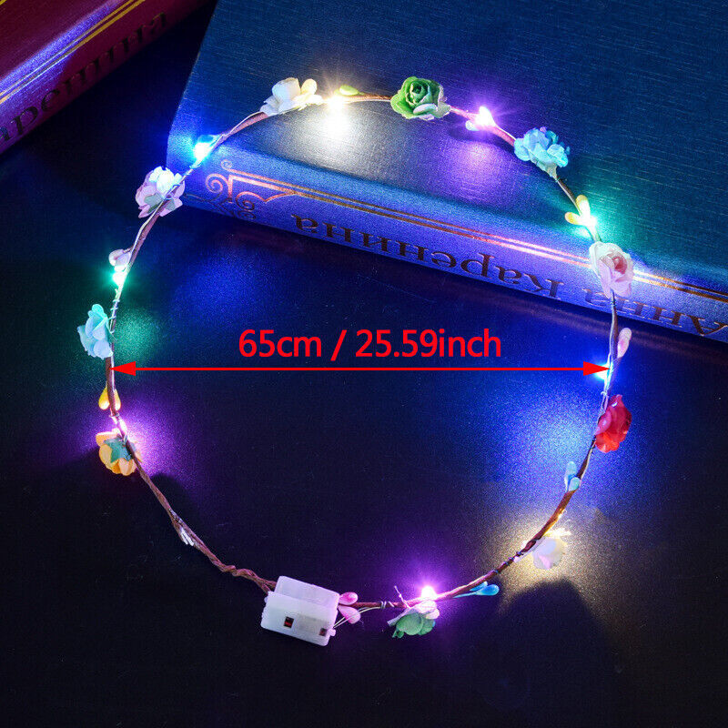 10 20 X LED Light Up Flower Floral Hairband Headband Crown Garland Xmas Wedding