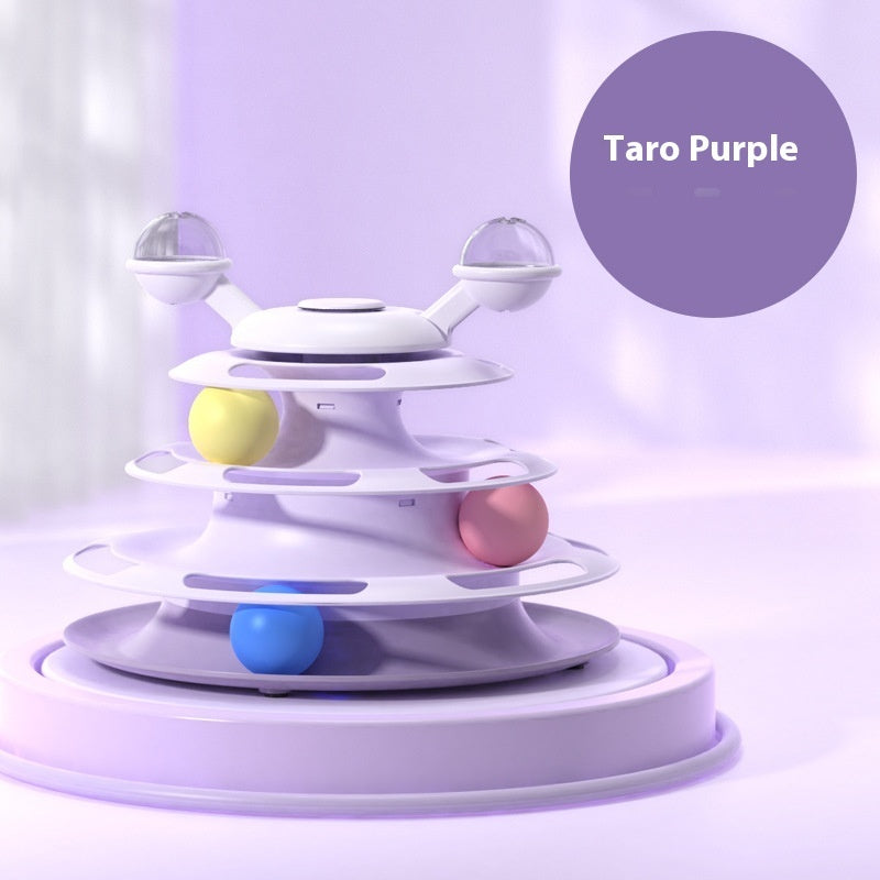 4 Levels Cat Toy Tower Turntable Roller Balls Toys Interactive Intelligence Pets Toys Training