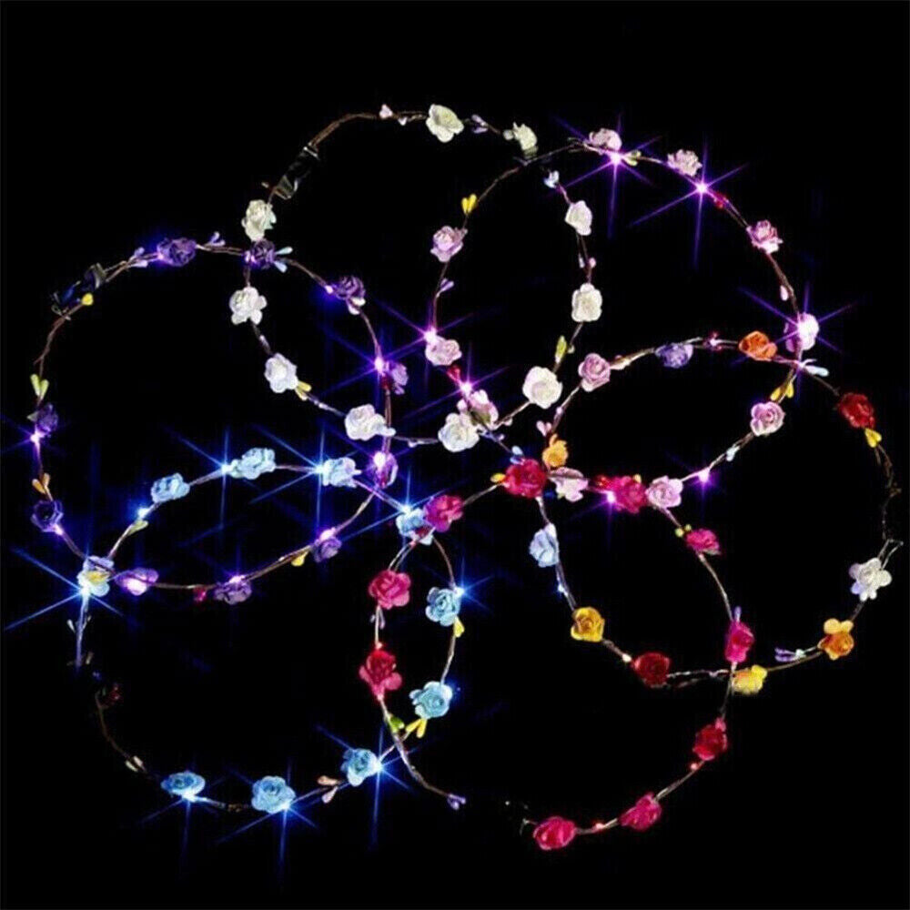 10 20 X LED Light Up Flower Floral Hairband Headband Crown Garland Xmas Wedding