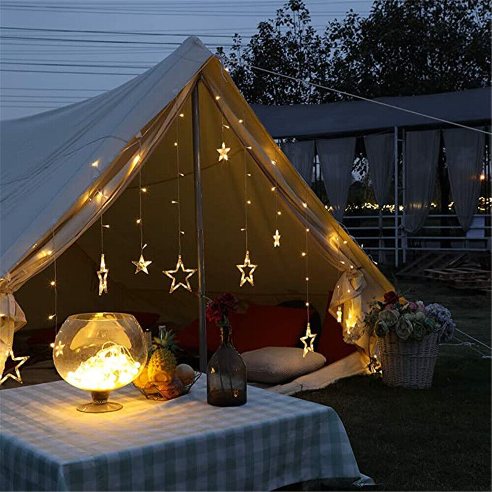 Christmas Twinkling Moon Star String Lamp Curtain Fairy Light Party Home Decor