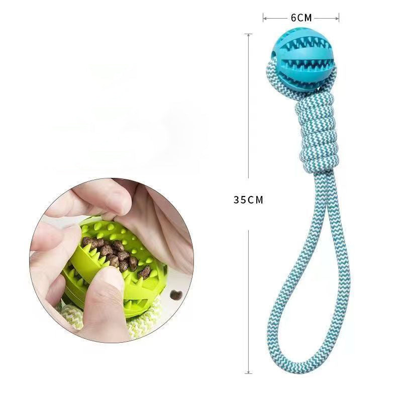 Dog Toys Treat Balls Interactive Hemp Rope Rubber Leaking Balls For Small Dogs